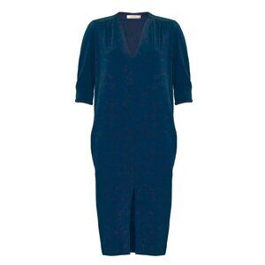 Dorothee Schumacher Soft Essence Petroleum Blue V-Neck Dress